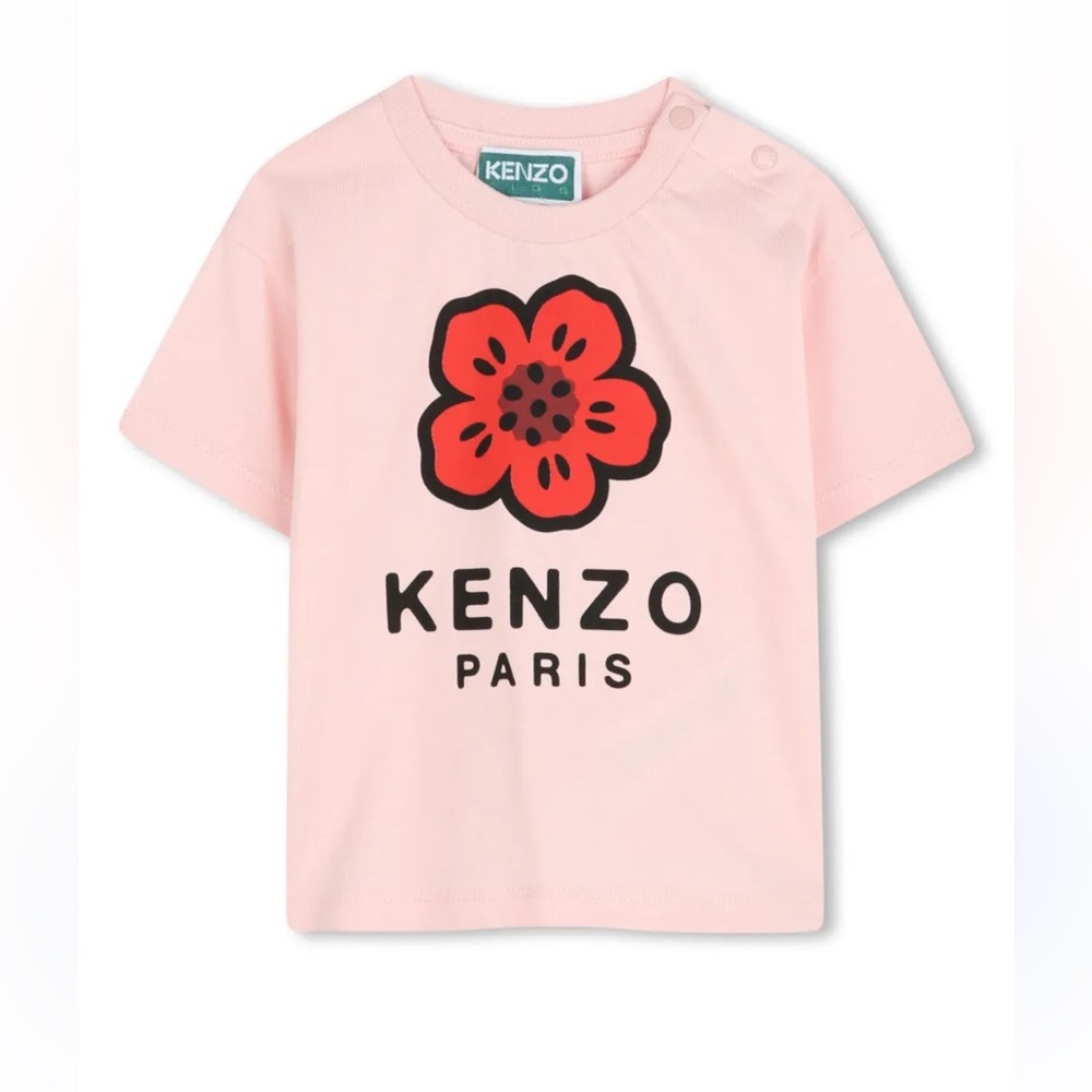 Kenzo Kids Little Girls Pink & Red Floral Tee Shirt Short Sleeves